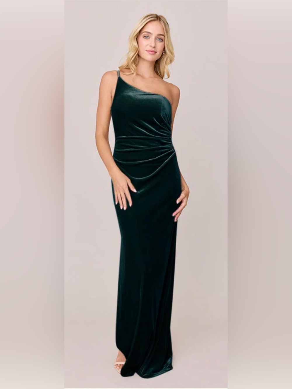 Revelry Jade Velvet One Shoulder Maxi Dress Classic Emerald Formal Maxi Gown, XL